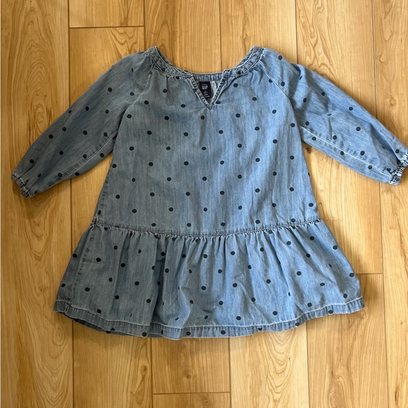 Gap 4T chambray polka dot dress - Picture 3 of 4